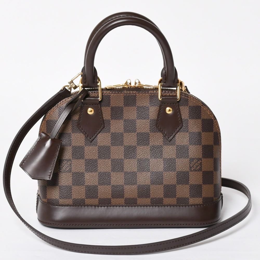 極美品 LOUIS VUITTON ルイヴィトン アルマBB 2WAY ハンドバッグ N41221 ダミエ エベヌ ブラウン ショルダー PVC レザー 中古 4a004171