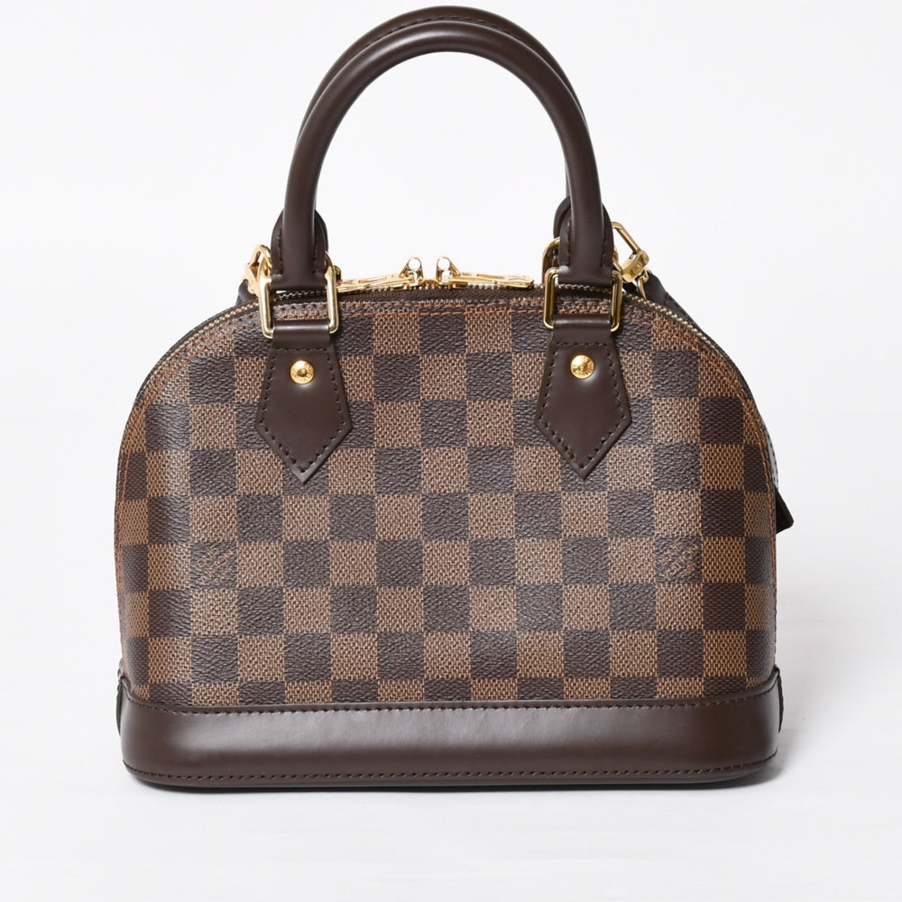 極美品 LOUIS VUITTON ルイヴィトン アルマBB 2WAY ハンドバッグ N41221 ダミエ エベヌ ブラウン ショルダー PVC レザー 中古 4a004171