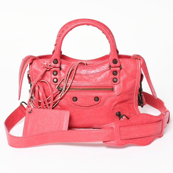 BALENCIAGA Classic Mini City 30029 2WAY Handbag Shoulder Bag Pink Leather Good Condition Used 4a004248