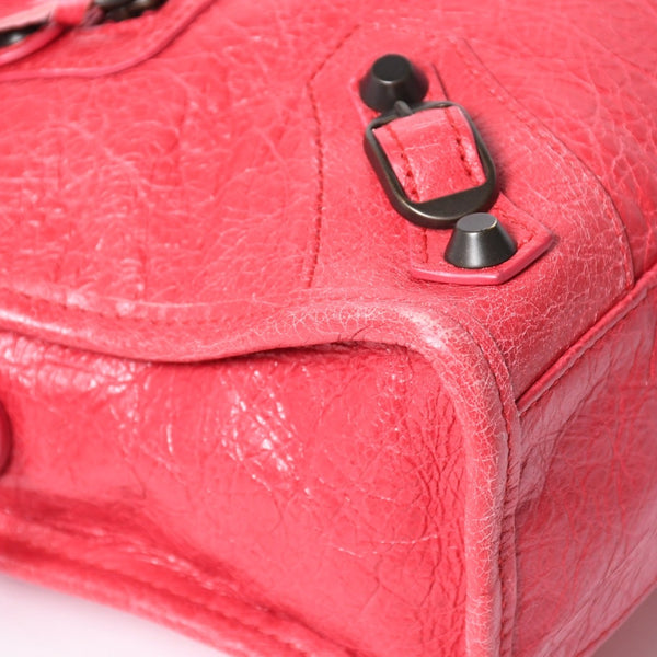 BALENCIAGA Classic Mini City 30029 2WAY Handbag Shoulder Bag Pink Leather Good Condition Used 4a004248