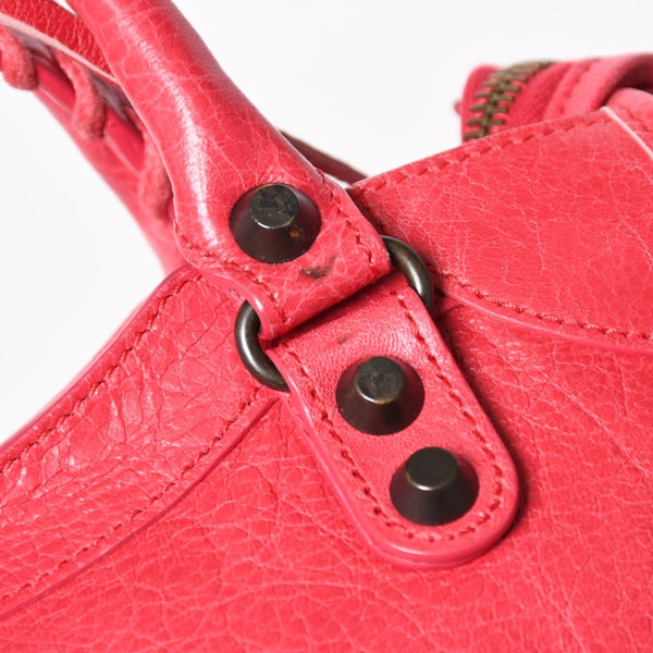 BALENCIAGA Classic Mini City 30029 2WAY Handbag Shoulder Bag Pink Leather Good Condition Used 4a004248