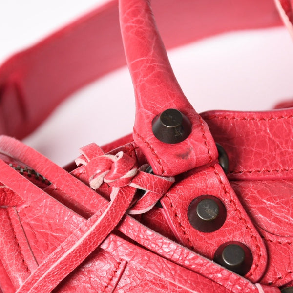 BALENCIAGA Classic Mini City 30029 2WAY Handbag Shoulder Bag Pink Leather Good Condition Used 4a004248