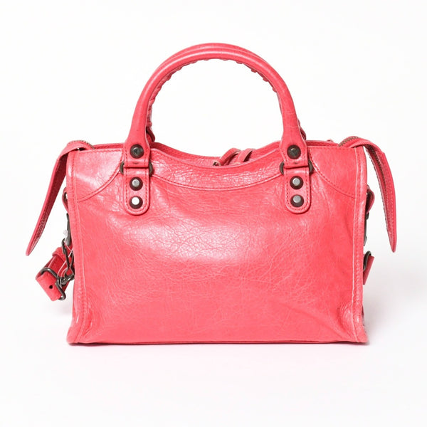 BALENCIAGA Classic Mini City 30029 2WAY Handbag Shoulder Bag Pink Leather Good Condition Used 4a004248