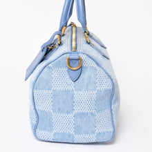 画像をギャラリービューアに読み込む, LOUIS VUITTON ルイヴィトン スピーディ バンドリエール30 ハンドバッグ N00203 ダミエデニム3Dコットンキャンバス デニムブルー ゴールド金具 美品 中古 4a004246