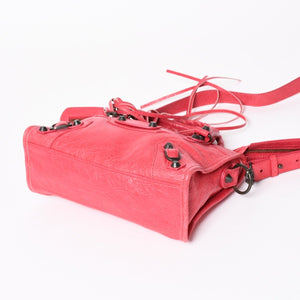 BALENCIAGA Classic Mini City 30029 2WAY Handbag Shoulder Bag Pink Leather Good Condition Used 4a004248