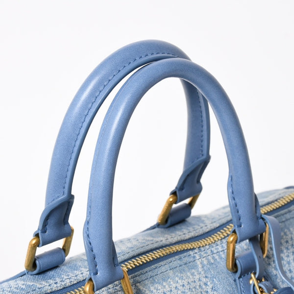 LOUIS VUITTON Speedy Bandouliere 30 Handbag N00203 Damier Denim 3D Cotton Canvas Denim Blue Gold Hardware Good Condition Used 4a004246