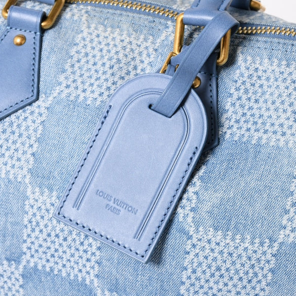 LOUIS VUITTON Speedy Bandouliere 30 Handbag N00203 Damier Denim 3D Cotton Canvas Denim Blue Gold Hardware Good Condition Used 4a004246