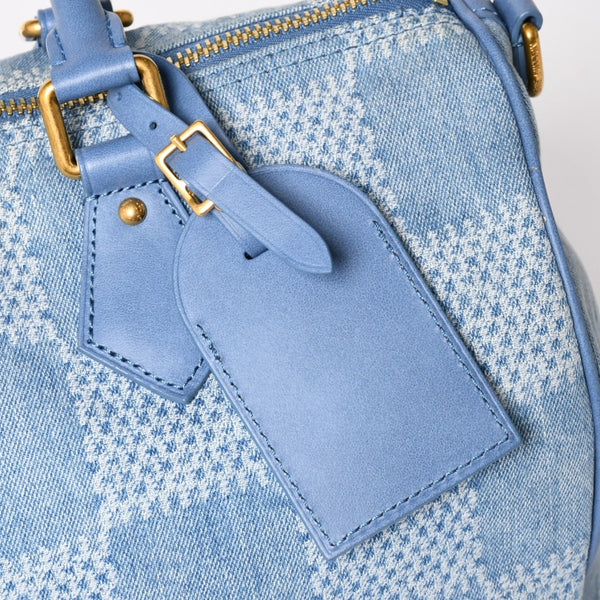 LOUIS VUITTON Speedy Bandouliere 30 Handbag N00203 Damier Denim 3D Cotton Canvas Denim Blue Gold Hardware Good Condition Used 4a004246