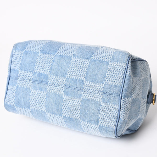 LOUIS VUITTON Speedy Bandouliere 30 Handbag N00203 Damier Denim 3D Cotton Canvas Denim Blue Gold Hardware Good Condition Used 4a004246
