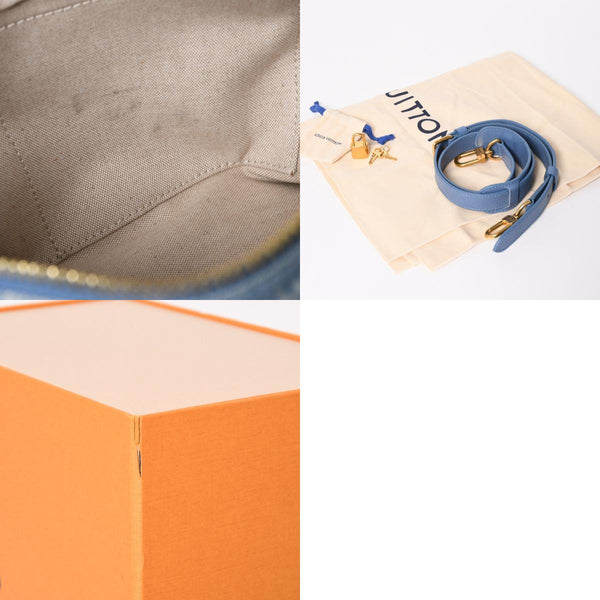 LOUIS VUITTON Speedy Bandouliere 30 Handbag N00203 Damier Denim 3D Cotton Canvas Denim Blue Gold Hardware Good Condition Used 4a004246