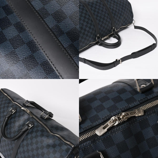 Very good condition LOUIS VUITTON Keepall Bandouliere 55 Boston bag N41356 Damier Graphite Cobalt Black Used 4a004251