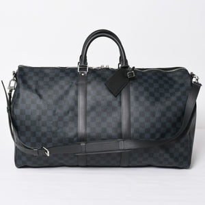 Very good condition LOUIS VUITTON Keepall Bandouliere 55 Boston bag N41356 Damier Graphite Cobalt Black Used 4a004251