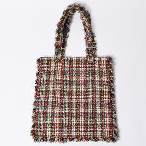 極美品 CHANEL シャネル No.5 トートバッグ A91557 24番台 ココマーク ロゴパッチ ツイード レザー マルチカラー 中古 4a004253