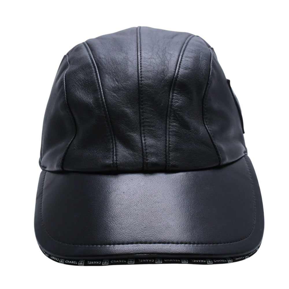 CHANEL シャネル スポーツライン アジャスターキャップ サイズM ココマーク パッチ ラムスキン ブラック 美品 中古 4a004146