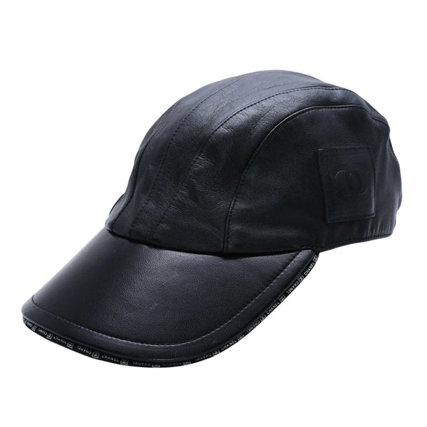 CHANEL シャネル スポーツライン アジャスターキャップ サイズM ココマーク パッチ ラムスキン ブラック 美品 中古 4a004146