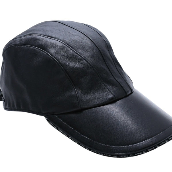 CHANEL シャネル スポーツライン アジャスターキャップ サイズM ココマーク パッチ ラムスキン ブラック 美品 中古 4a004146