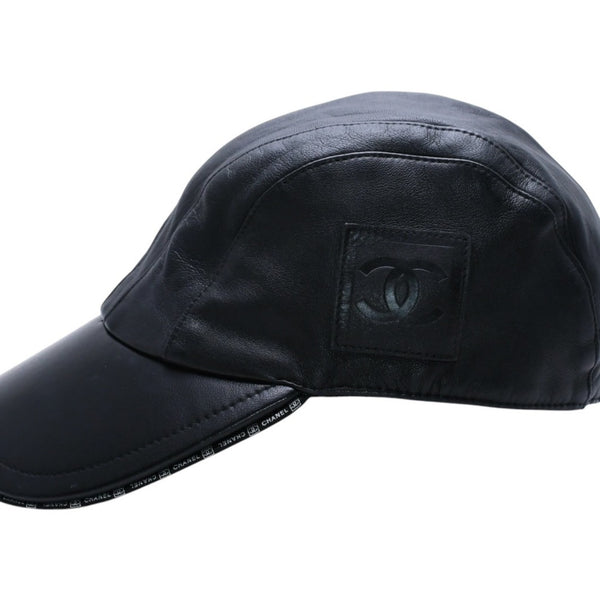 CHANEL シャネル スポーツライン アジャスターキャップ サイズM ココマーク パッチ ラムスキン ブラック 美品 中古 4a004146