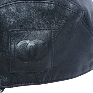 CHANEL シャネル スポーツライン アジャスターキャップ サイズM ココマーク パッチ ラムスキン ブラック 美品 中古 4a004146
