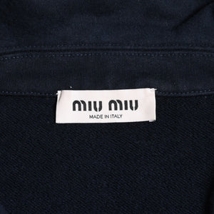 極美品 MIUMIU ミュウミュウ ハーフジップスウェット トレーナー A MJL090 S000 17H4 コットン ネイビー グレー サイズM 中古 4a004281