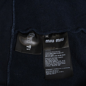 極美品 MIUMIU ミュウミュウ ハーフジップスウェット トレーナー A MJL090 S000 17H4 コットン ネイビー グレー サイズM 中古 4a004281