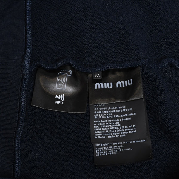 極美品 MIUMIU ミュウミュウ ハーフジップスウェット トレーナー A MJL090 S000 17H4 コットン ネイビー グレー サイズM 中古 4a004281