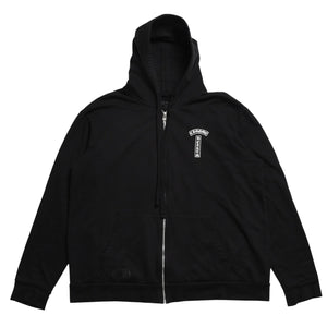 極美品 CHROME HEARTS クロムハーツ スクリプトロゴ パーカー ジップアップフーディ ブラック ホワイト サイズXL 中古 4a004283