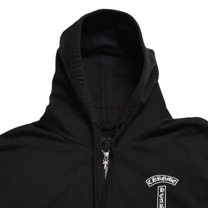 極美品 CHROME HEARTS クロムハーツ スクリプトロゴ パーカー ジップアップフーディ ブラック ホワイト サイズXL 中古 4a004283