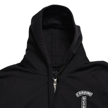 画像をギャラリービューアに読み込む, 極美品 CHROME HEARTS クロムハーツ スクリプトロゴ パーカー ジップアップフーディ ブラック ホワイト サイズXL 中古 4a004283