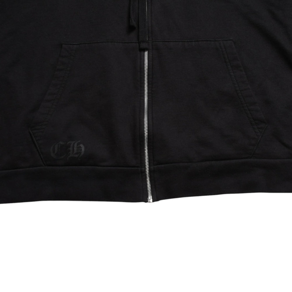 Very Good Condition CHROME HEARTS Script Logo Parka Zip Up Hoodie Black White Size XL Used 4a004283