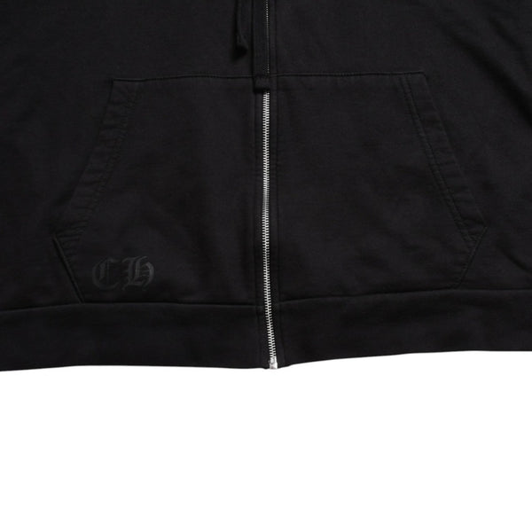 極美品 CHROME HEARTS クロムハーツ スクリプトロゴ パーカー ジップアップフーディ ブラック ホワイト サイズXL 中古 4a004283