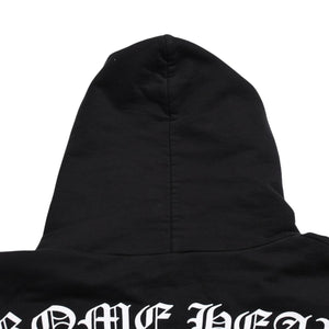 極美品 CHROME HEARTS クロムハーツ スクリプトロゴ パーカー ジップアップフーディ ブラック ホワイト サイズXL 中古 4a004283