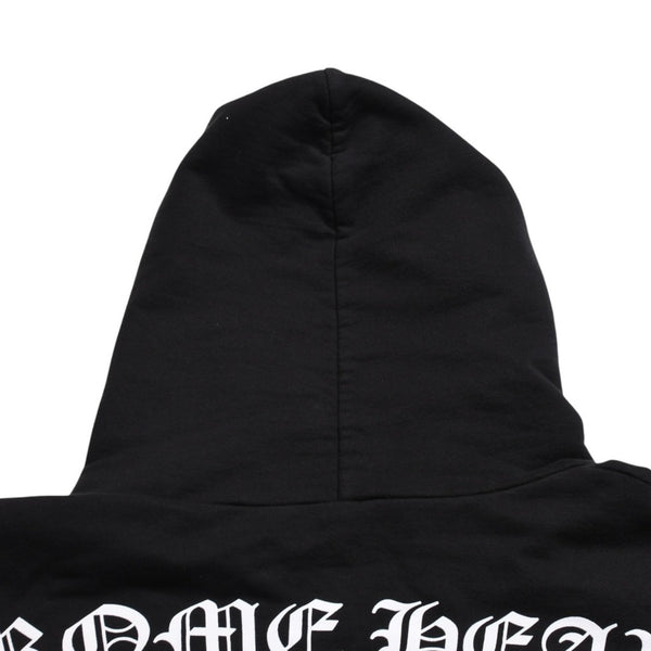 極美品 CHROME HEARTS クロムハーツ スクリプトロゴ パーカー ジップアップフーディ ブラック ホワイト サイズXL 中古 4a004283