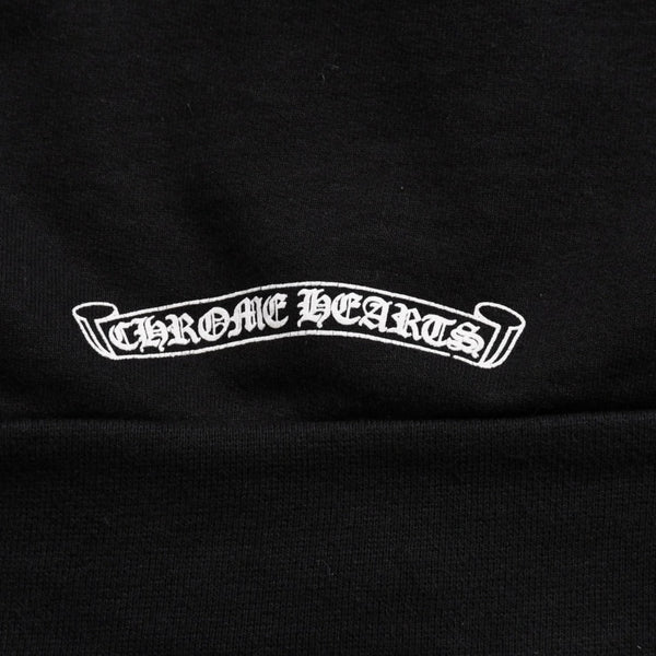 極美品 CHROME HEARTS クロムハーツ スクリプトロゴ パーカー ジップアップフーディ ブラック ホワイト サイズXL 中古 4a004283