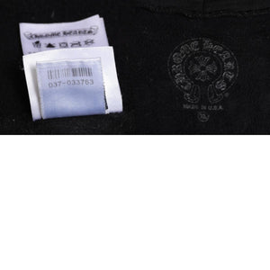 極美品 CHROME HEARTS クロムハーツ スクリプトロゴ パーカー ジップアップフーディ ブラック ホワイト サイズXL 中古 4a004283