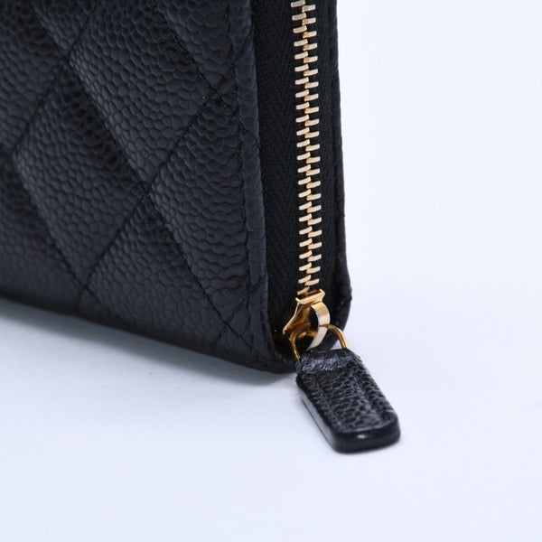極美品 CHANEL シャネル クラシック ジップ コインケース AP0216 キャビア極美品 CHANEL シャネル クラシック ジップ コインケース AP0216 マトラッセ キャビアスキン ランダム番台 ブラック 財布 カードケース ゴールド金具 中古 4a004257