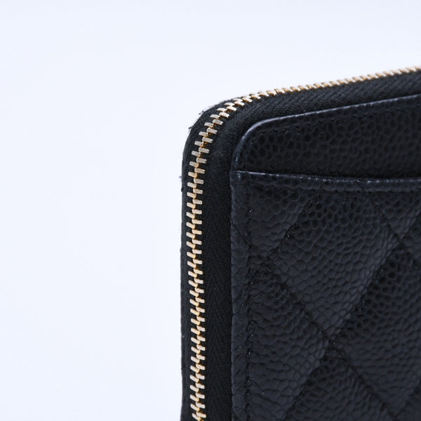極美品 CHANEL シャネル クラシック ジップ コインケース AP0216 キャビア極美品 CHANEL シャネル クラシック ジップ コインケース AP0216 マトラッセ キャビアスキン ランダム番台 ブラック 財布 カードケース ゴールド金具 中古 4a004257