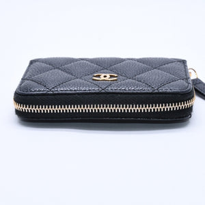 極美品 CHANEL シャネル クラシック ジップ コインケース AP0216 キャビア極美品 CHANEL シャネル クラシック ジップ コインケース AP0216 マトラッセ キャビアスキン ランダム番台 ブラック 財布 カードケース ゴールド金具 中古 4a004257