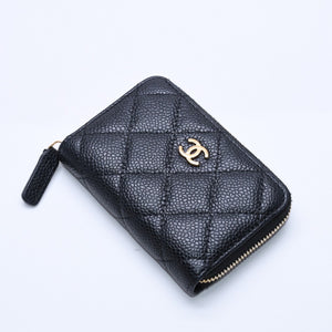 極美品 CHANEL シャネル クラシック ジップ コインケース AP0216 キャビア極美品 CHANEL シャネル クラシック ジップ コインケース AP0216 マトラッセ キャビアスキン ランダム番台 ブラック 財布 カードケース ゴールド金具 中古 4a004257