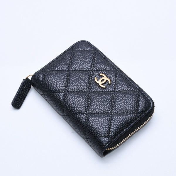 極美品 CHANEL シャネル クラシック ジップ コインケース AP0216 キャビア極美品 CHANEL シャネル クラシック ジップ コインケース AP0216 マトラッセ キャビアスキン ランダム番台 ブラック 財布 カードケース ゴールド金具 中古 4a004257