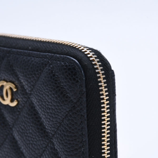 極美品 CHANEL シャネル クラシック ジップ コインケース AP0216 キャビア極美品 CHANEL シャネル クラシック ジップ コインケース AP0216 マトラッセ キャビアスキン ランダム番台 ブラック 財布 カードケース ゴールド金具 中古 4a004257