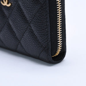 極美品 CHANEL シャネル クラシック ジップ コインケース AP0216 キャビア極美品 CHANEL シャネル クラシック ジップ コインケース AP0216 マトラッセ キャビアスキン ランダム番台 ブラック 財布 カードケース ゴールド金具 中古 4a004257