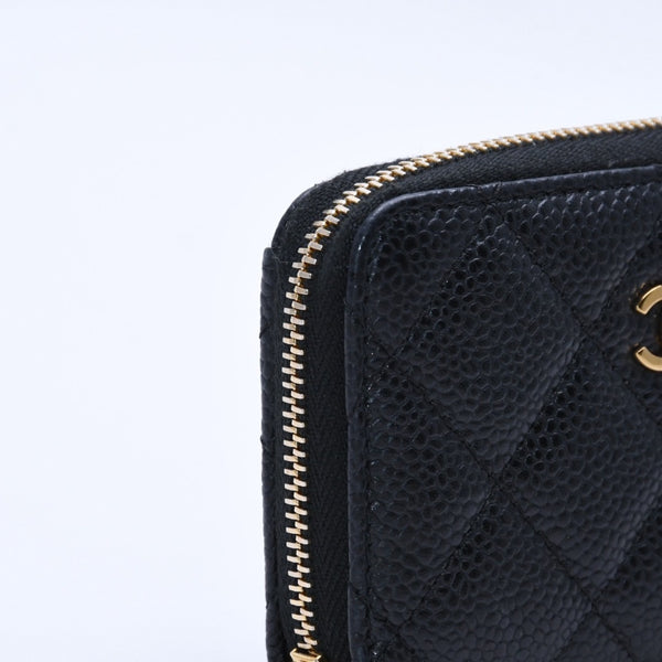 極美品 CHANEL シャネル クラシック ジップ コインケース AP0216 キャビア極美品 CHANEL シャネル クラシック ジップ コインケース AP0216 マトラッセ キャビアスキン ランダム番台 ブラック 財布 カードケース ゴールド金具 中古 4a004257