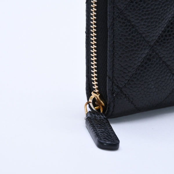 極美品 CHANEL シャネル クラシック ジップ コインケース AP0216 キャビア極美品 CHANEL シャネル クラシック ジップ コインケース AP0216 マトラッセ キャビアスキン ランダム番台 ブラック 財布 カードケース ゴールド金具 中古 4a004257