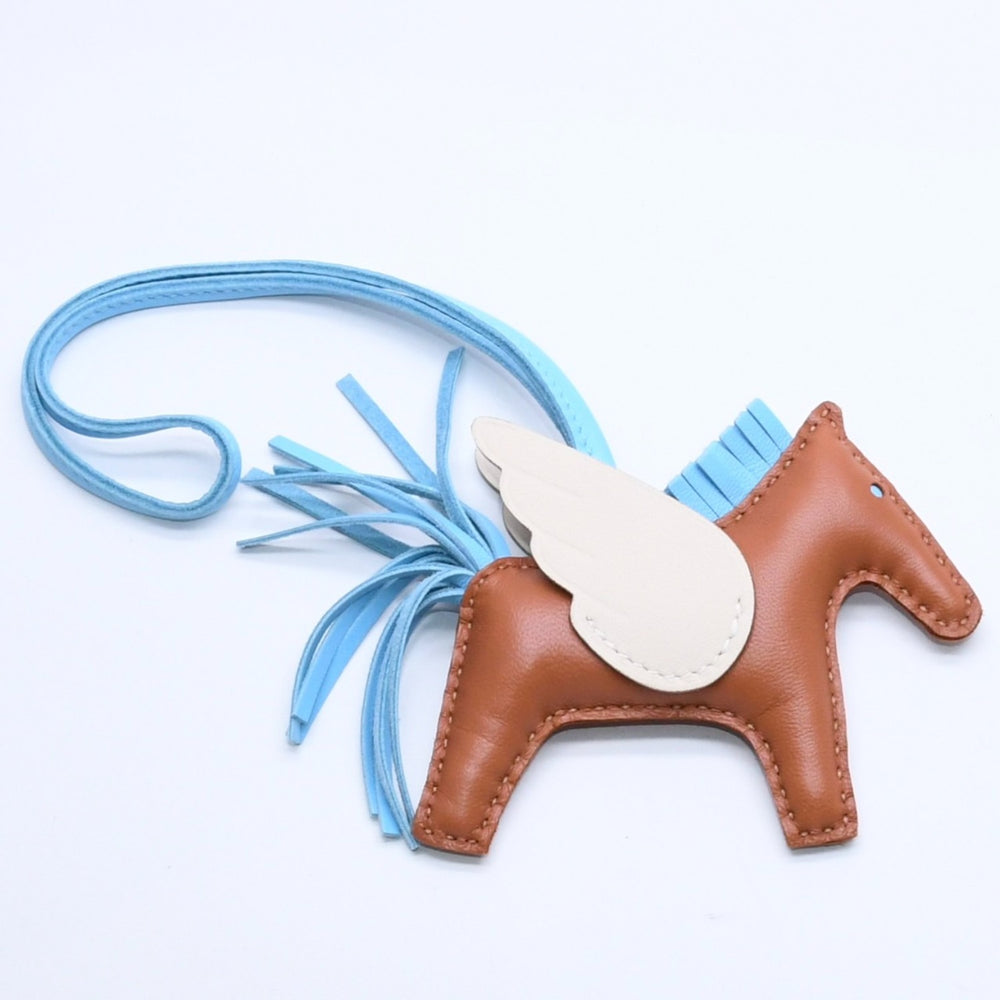 極美品 HERMES エルメス ロデオチャーム ペガサスPM ゴールド セレステ クレ アニョーミロ スイフト バッグチャーム W刻印 中古 4a004260