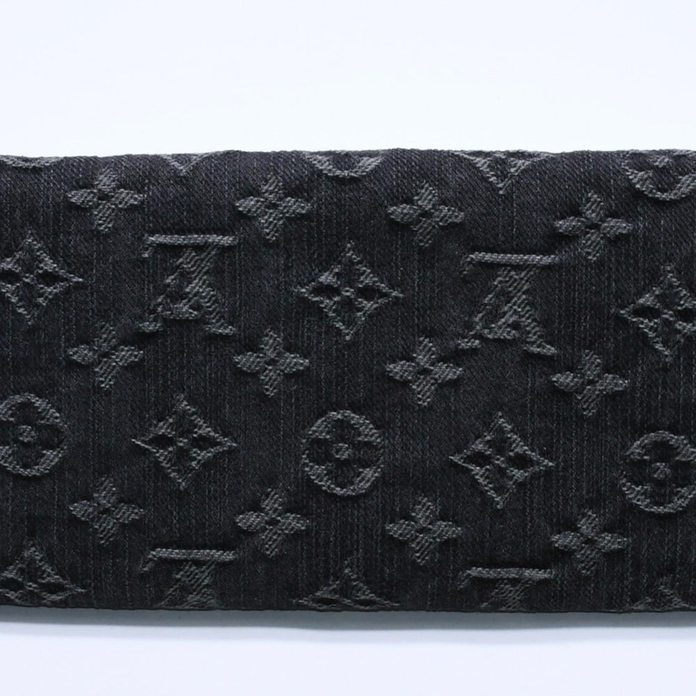 極美品 LOUIS VUITTON ルイヴィトン モノグラムデニム ポルトフォイユ アメリア M95512 三つ折り財布 ブラック イエロー ゴールド金具 中古 4a004267