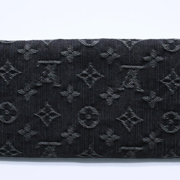 極美品 LOUIS VUITTON ルイヴィトン モノグラムデニム ポルトフォイユ アメリア M95512 三つ折り財布 ブラック イエロー ゴールド金具 中古 4a004267