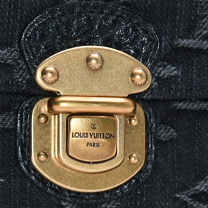 極美品 LOUIS VUITTON ルイヴィトン モノグラムデニム ポルトフォイユ アメリア M95512 三つ折り財布 ブラック イエロー ゴールド金具 中古 4a004267