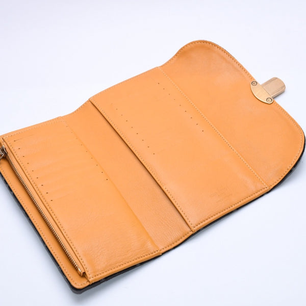 極美品 LOUIS VUITTON ルイヴィトン モノグラムデニム ポルトフォイユ アメリア M95512 三つ折り財布 ブラック イエロー ゴールド金具 中古 4a004267
