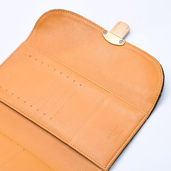極美品 LOUIS VUITTON ルイヴィトン モノグラムデニム ポルトフォイユ アメリア M95512 三つ折り財布 ブラック イエロー ゴールド金具 中古 4a004267