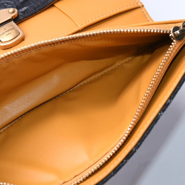 極美品 LOUIS VUITTON ルイヴィトン モノグラムデニム ポルトフォイユ アメリア M95512 三つ折り財布 ブラック イエロー ゴールド金具 中古 4a004267